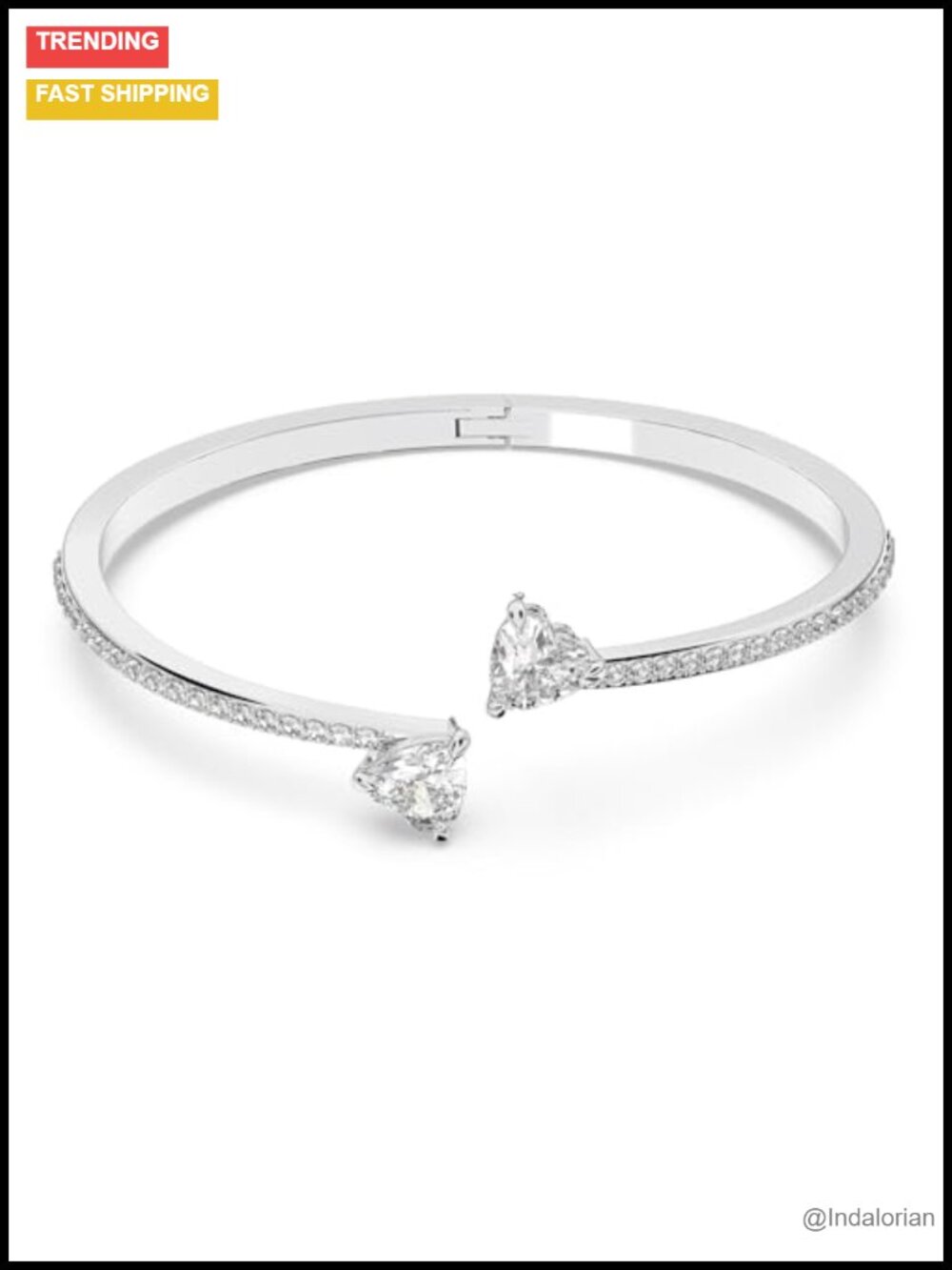 Swarovski Soul Heart Bangle Bracelet Rhodium Finish